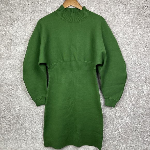 Modern Citizen Moya Mock Neck Sweater Dress Size Small Green Knit Viscose  Blend